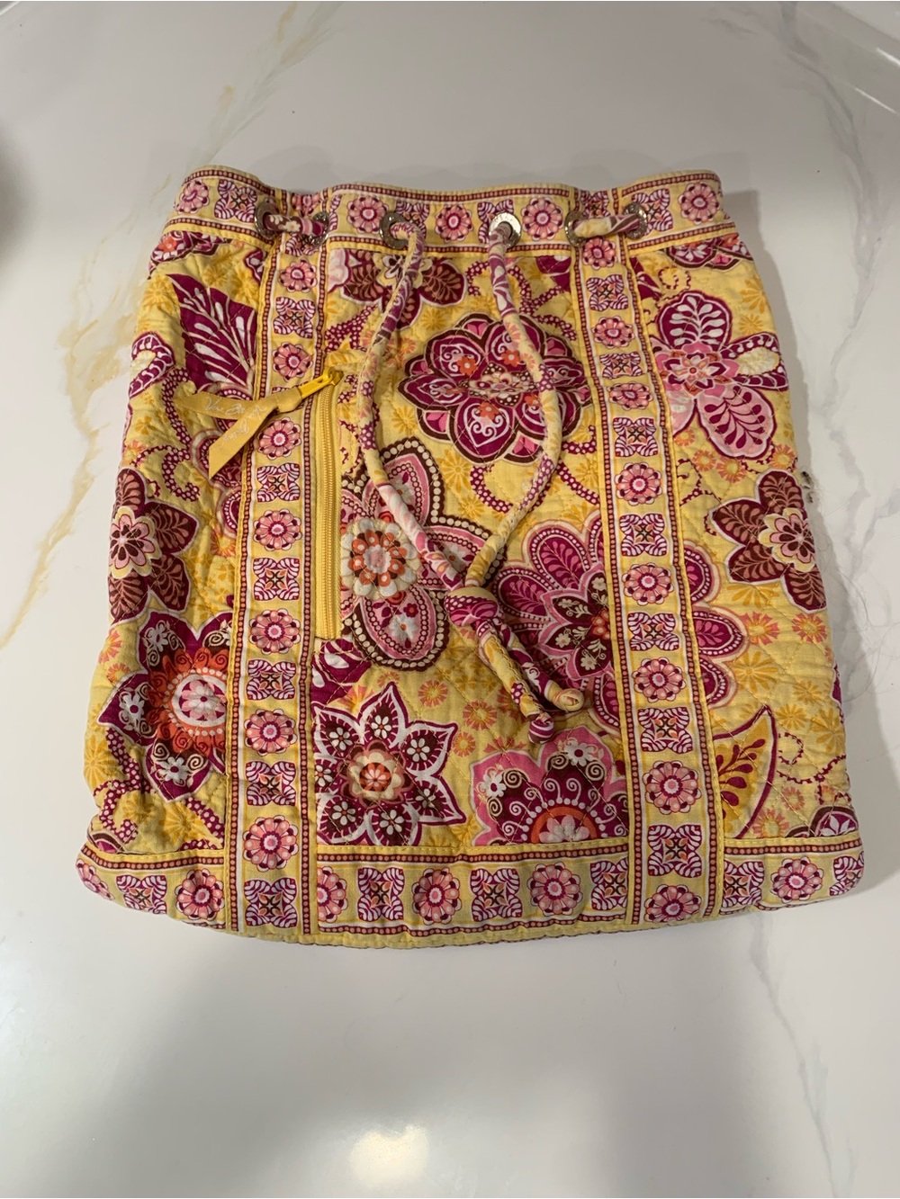 Vera Wang Bohemian Floral Drawstring Backpack Yellow and Pink